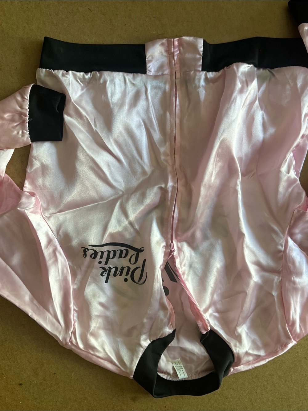 PINK LADIES Pink Satin Bomber Jacket COSTUME
